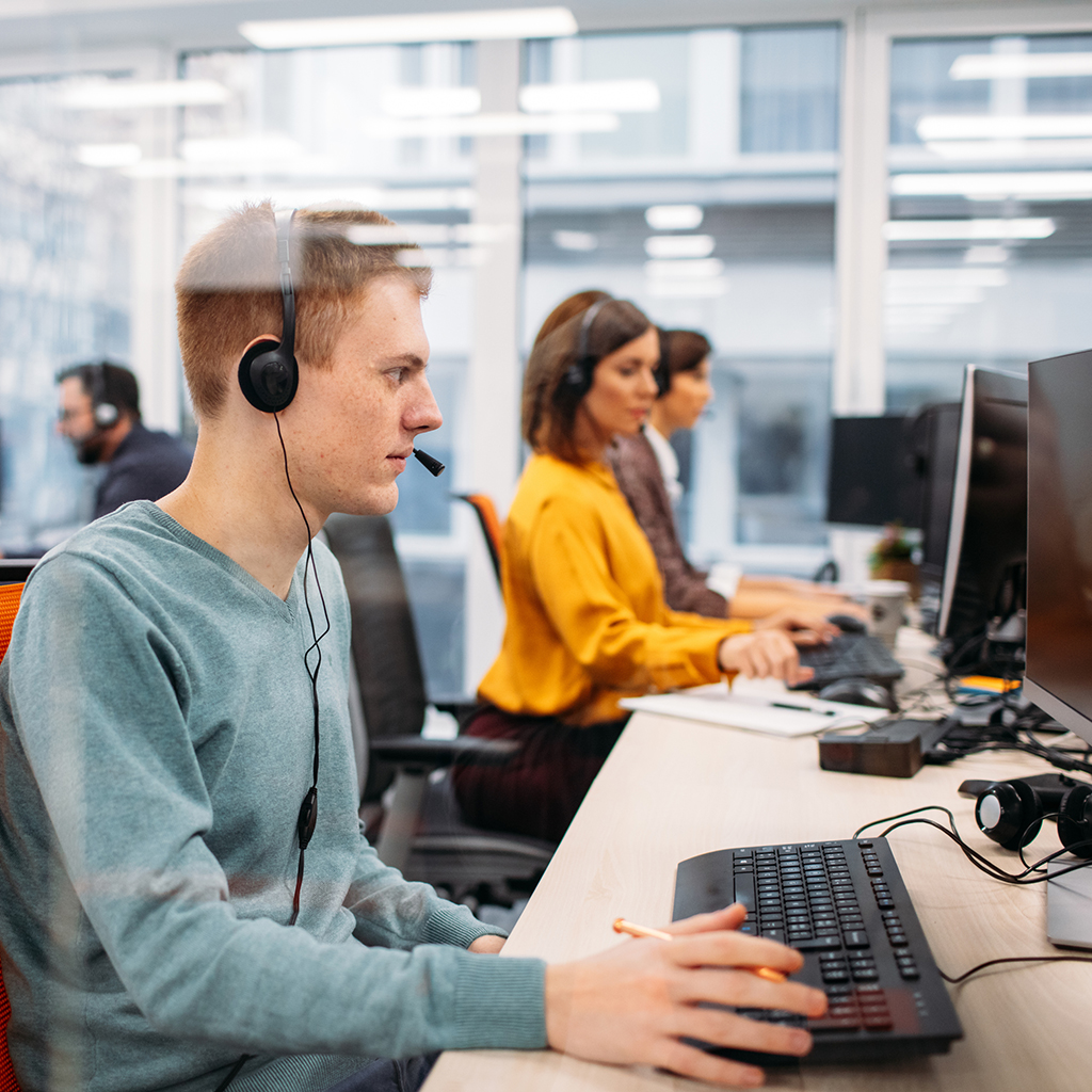 Call center workers in the city